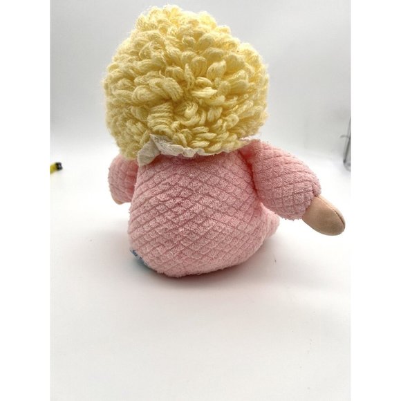 Vintage Eden Doll Plush Curly Blonde Rose Terry Cloth Waffle Weave Rare  - Picture 4 of 7